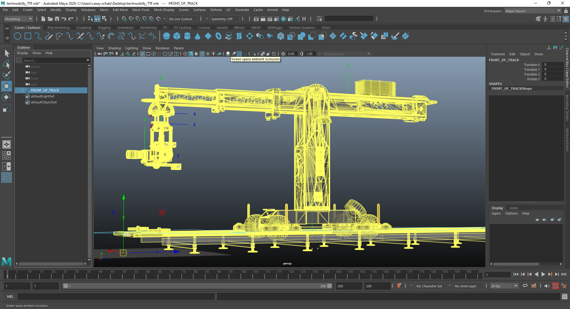 3D scan of a crane in Maya software